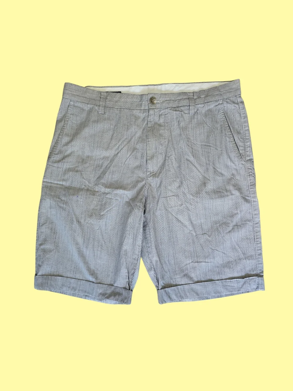 J. Crew Gingham Plaid Micro-Check Gray Shorts Mens Sz 32